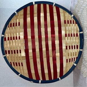 🇺🇸 Patriotic Red, White & Blue Woven Basket – Americana Décor